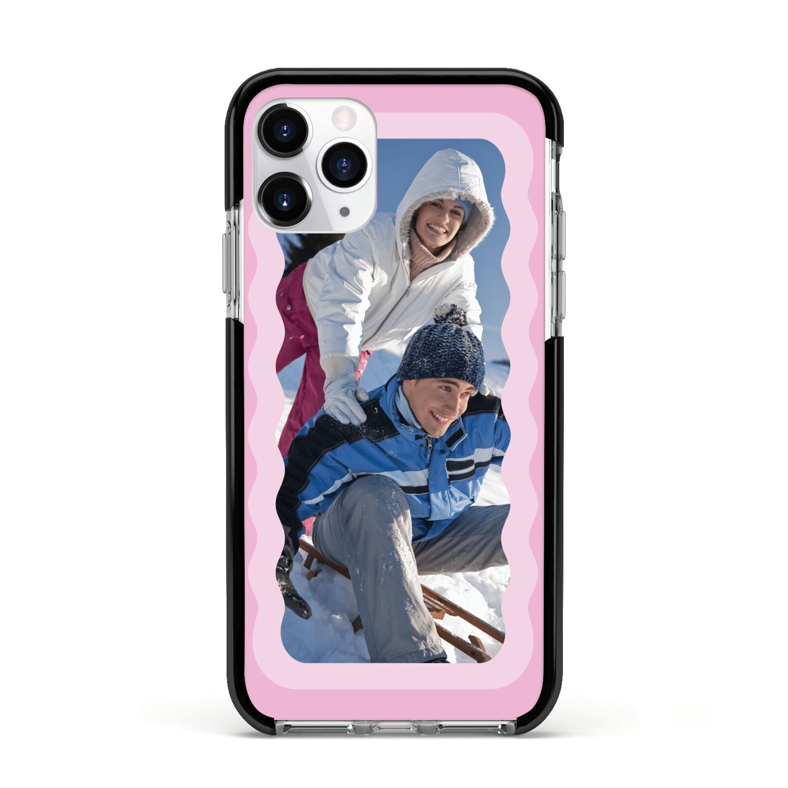 Wavy Photo Border Apple iPhone 11 Pro in Silver with Black Impact Case