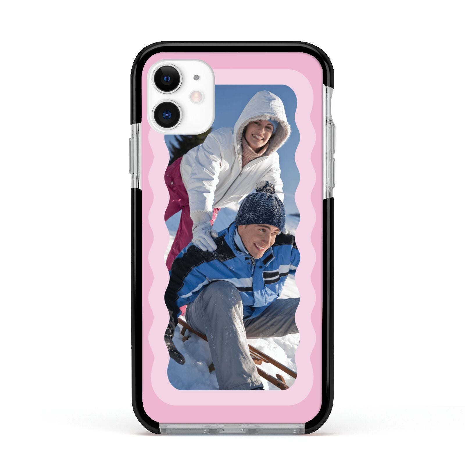 Wavy Photo Border Apple iPhone 11 in White with Black Impact Case