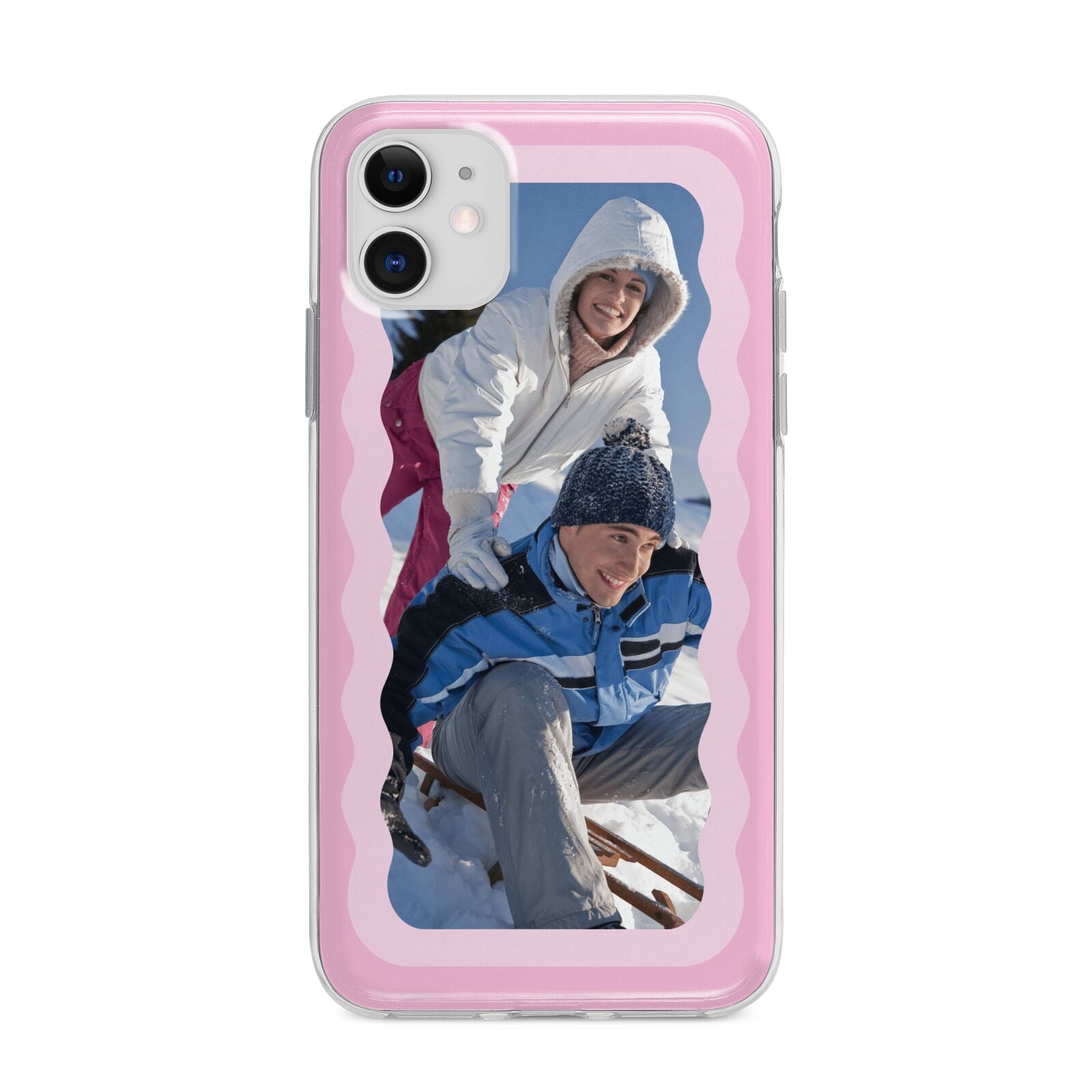 Wavy Photo Border Apple iPhone 11 in White with Bumper Case