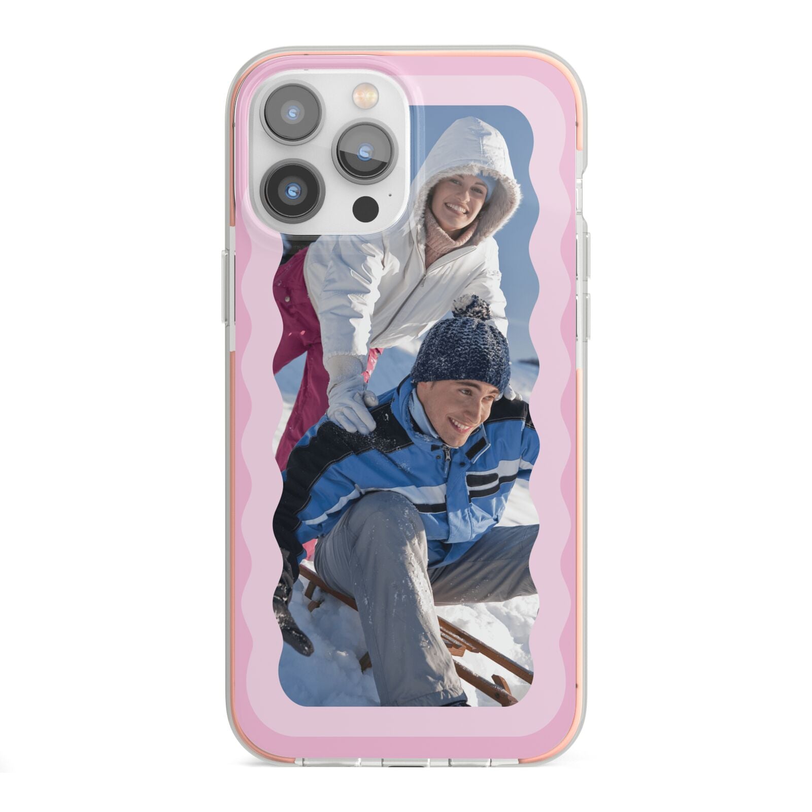Wavy Photo Border iPhone 13 Pro Max TPU Impact Case with Pink Edges