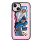 Wavy Photo Border iPhone 14 Black Impact Case on Silver phone