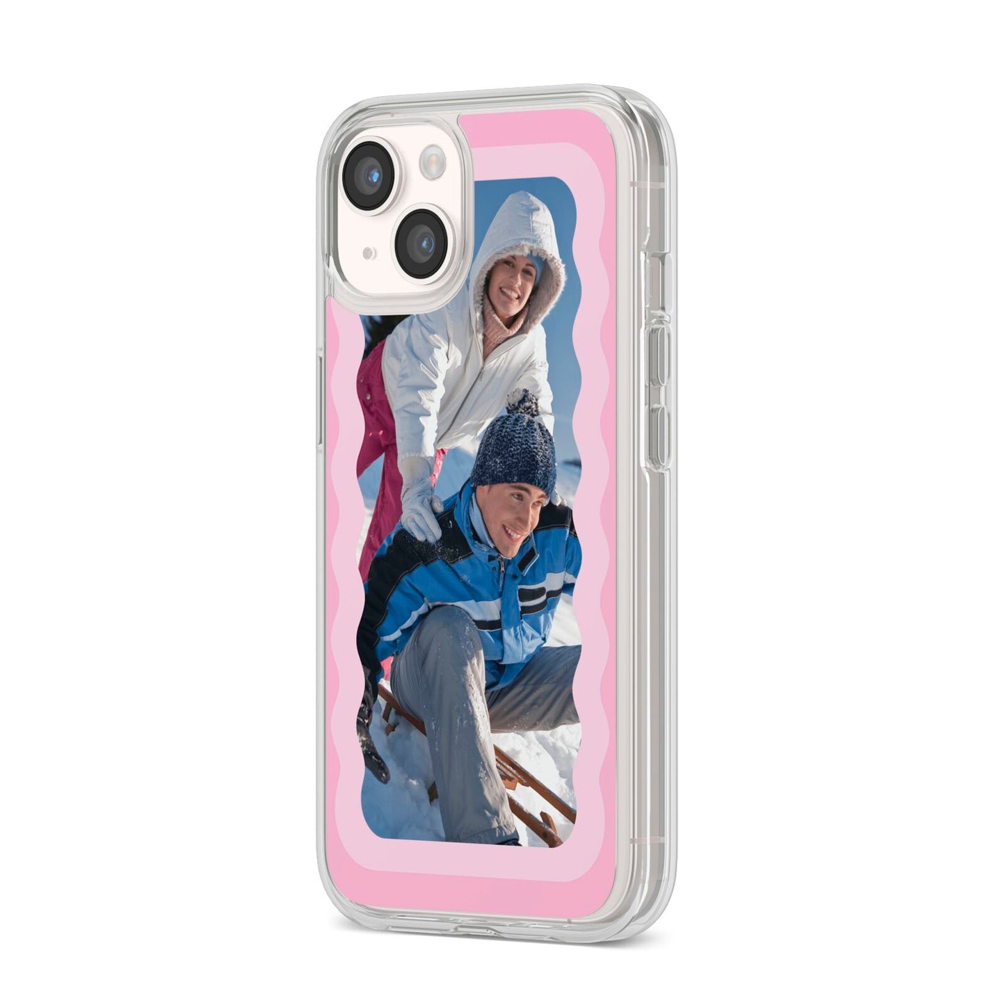 Wavy Photo Border iPhone 14 Clear Tough Case Starlight Angled Image