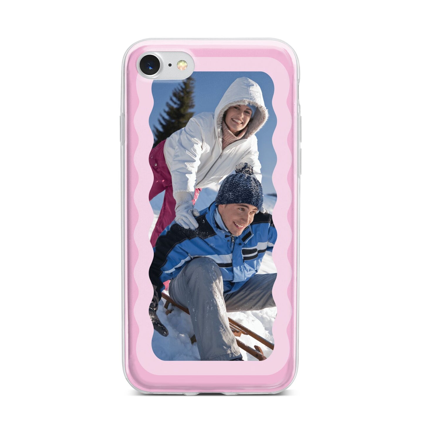 Wavy Photo Border iPhone 7 Bumper Case on Silver iPhone