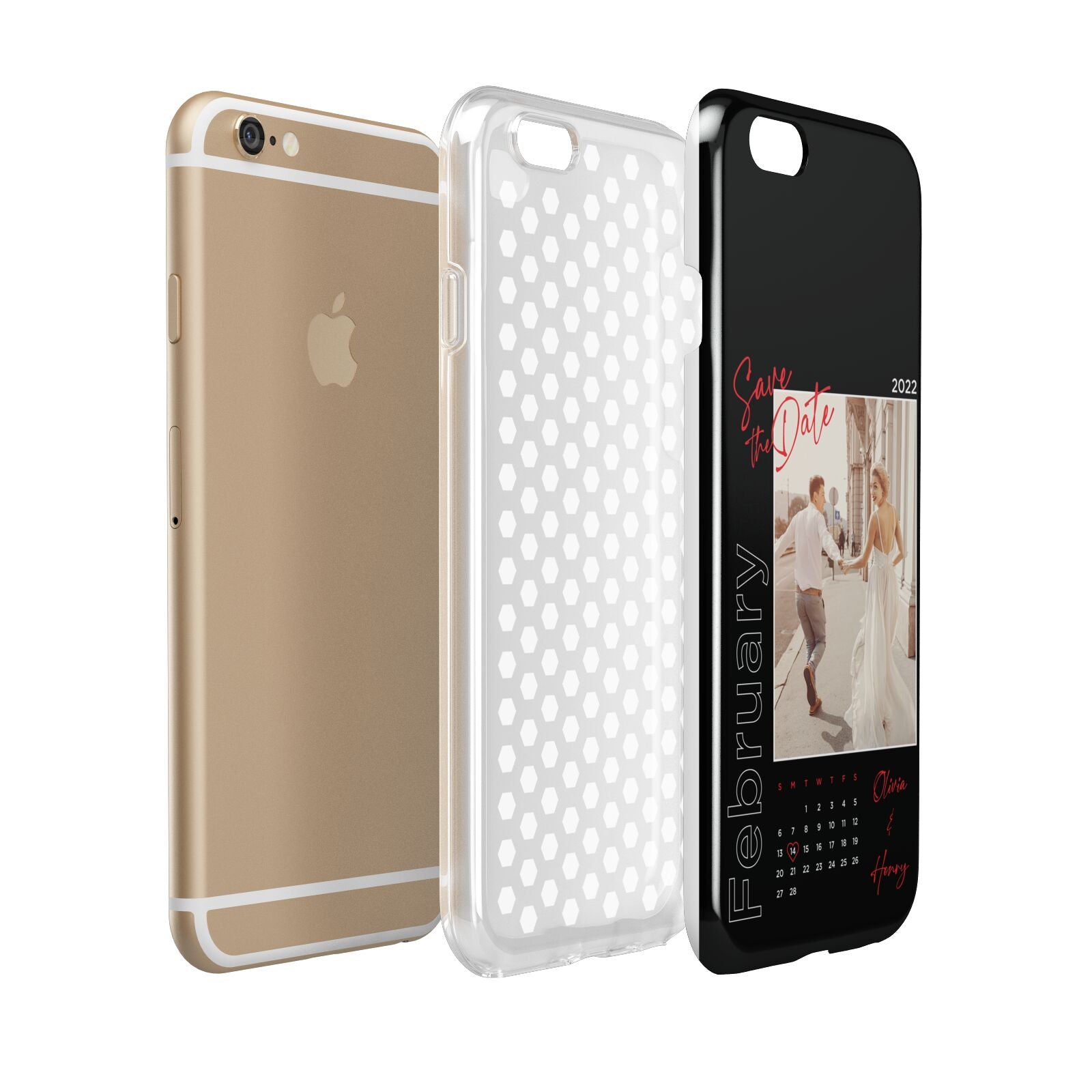 Wedding Date Personalised Photo Apple iPhone 6 3D Tough Case Expanded view
