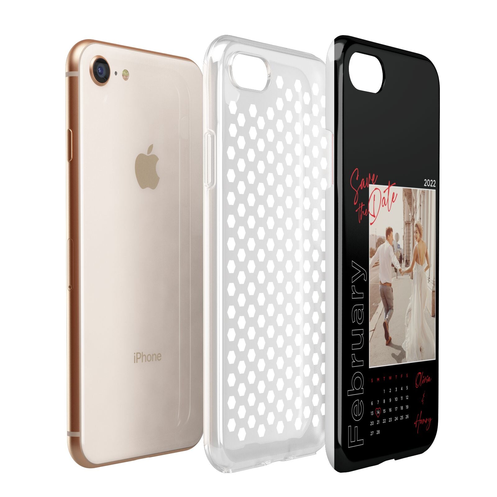 Wedding Date Personalised Photo Apple iPhone 7 8 3D Tough Case Expanded View