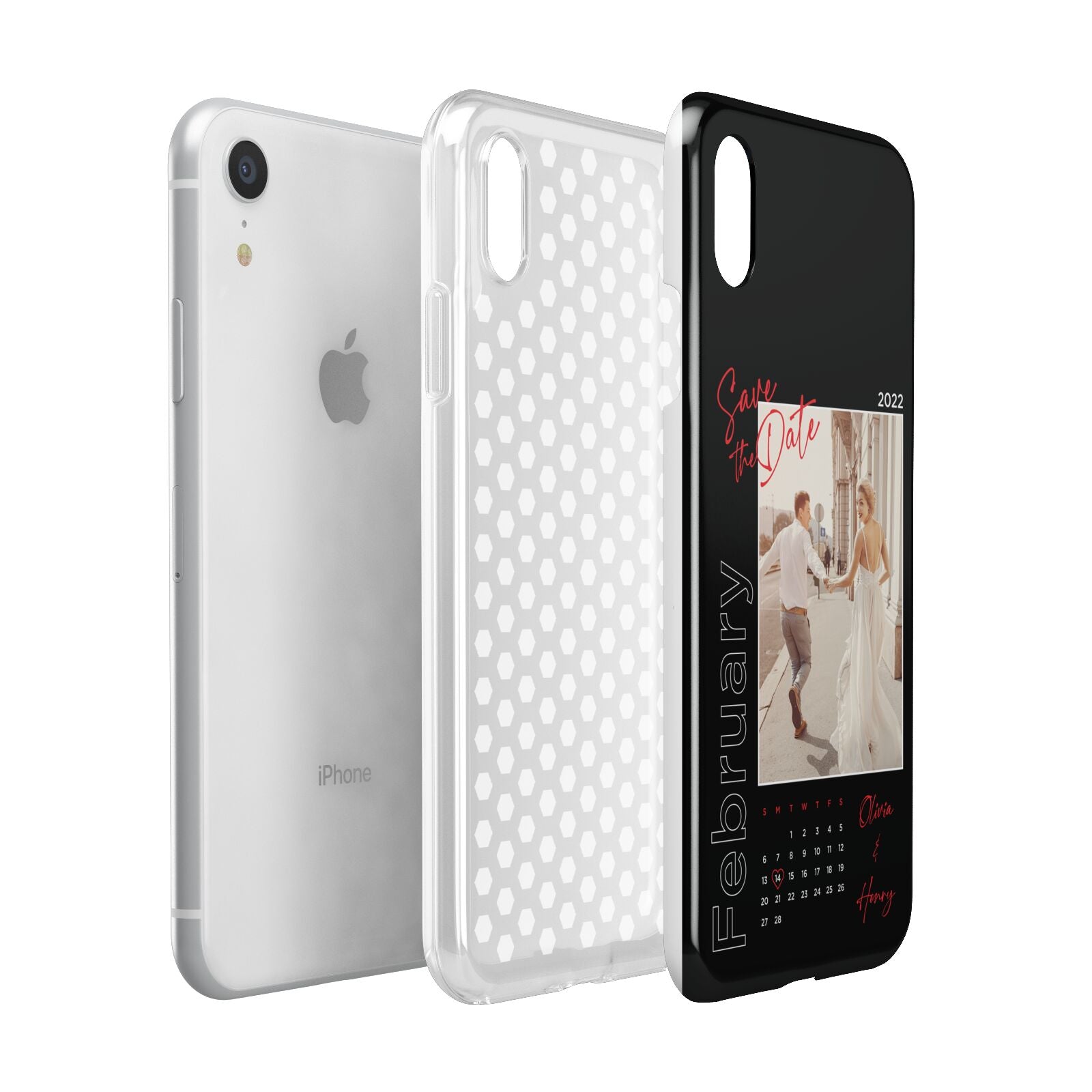 Wedding Date Personalised Photo Apple iPhone XR White 3D Tough Case Expanded view