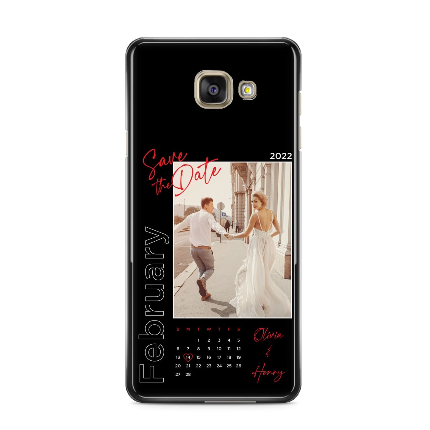 Wedding Date Personalised Photo Samsung Galaxy A3 2016 Case on gold phone