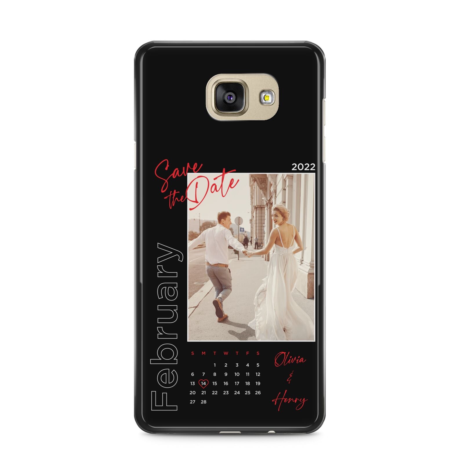 Wedding Date Personalised Photo Samsung Galaxy A5 2016 Case on gold phone
