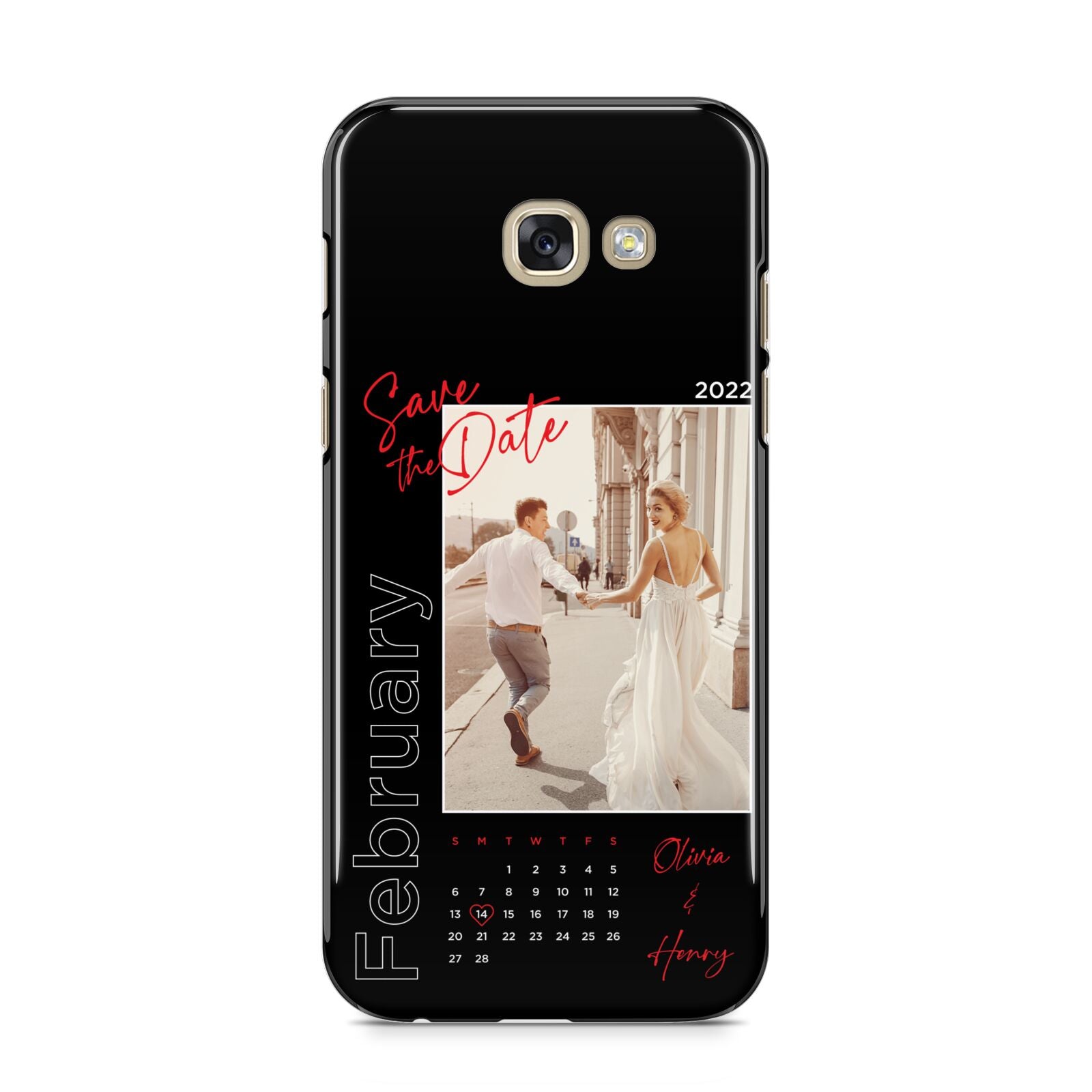 Wedding Date Personalised Photo Samsung Galaxy A5 2017 Case on gold phone