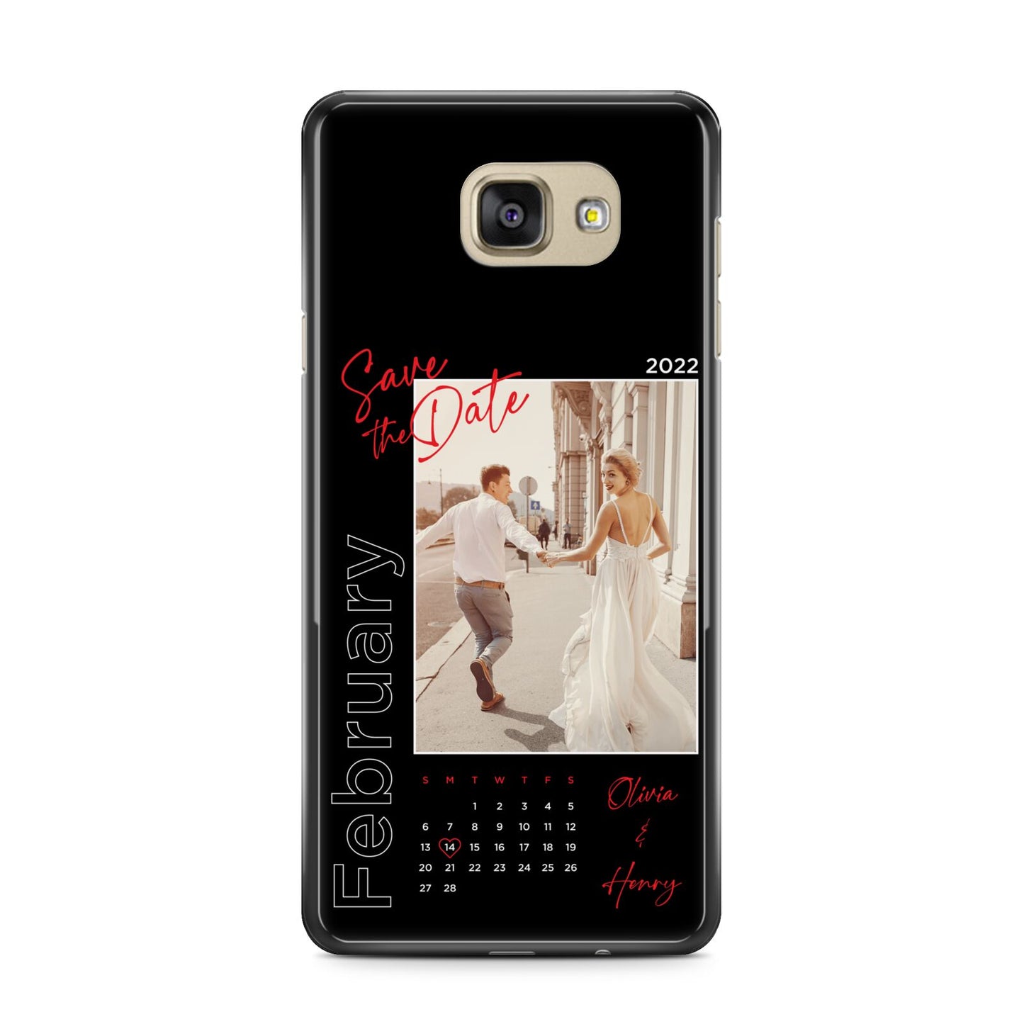Wedding Date Personalised Photo Samsung Galaxy A7 2016 Case on gold phone