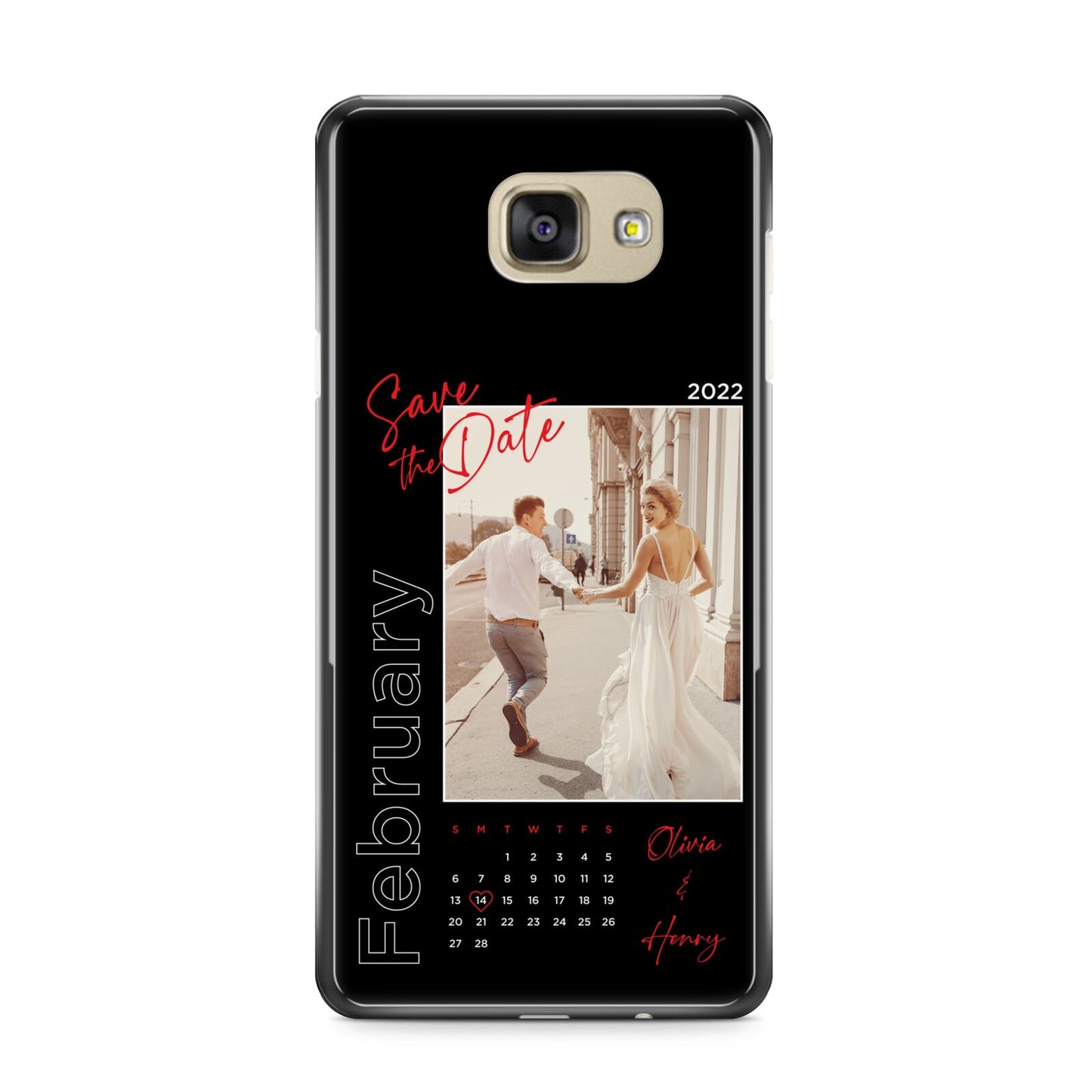 Wedding Date Personalised Photo Samsung Galaxy A9 2016 Case on gold phone