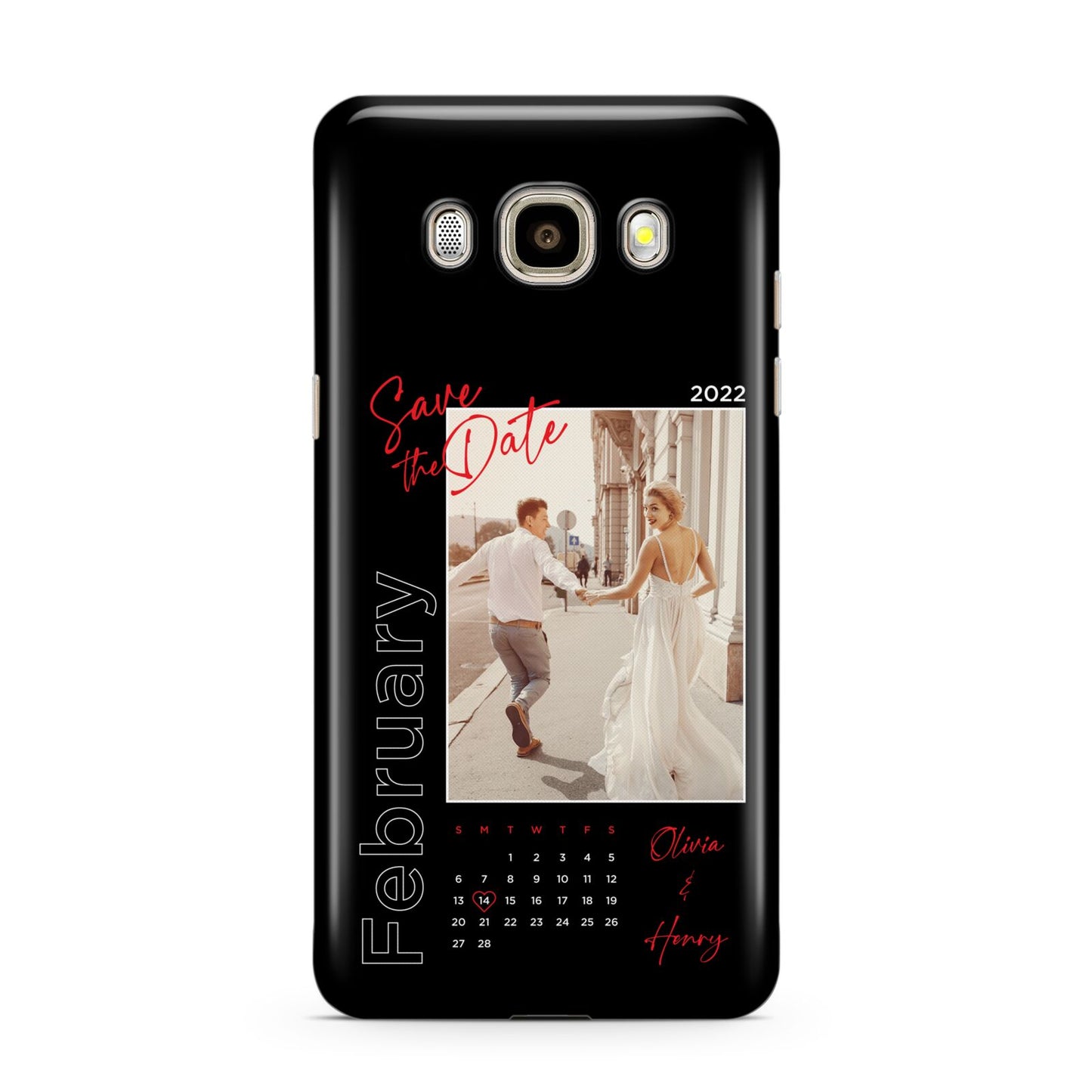 Wedding Date Personalised Photo Samsung Galaxy J7 2016 Case on gold phone