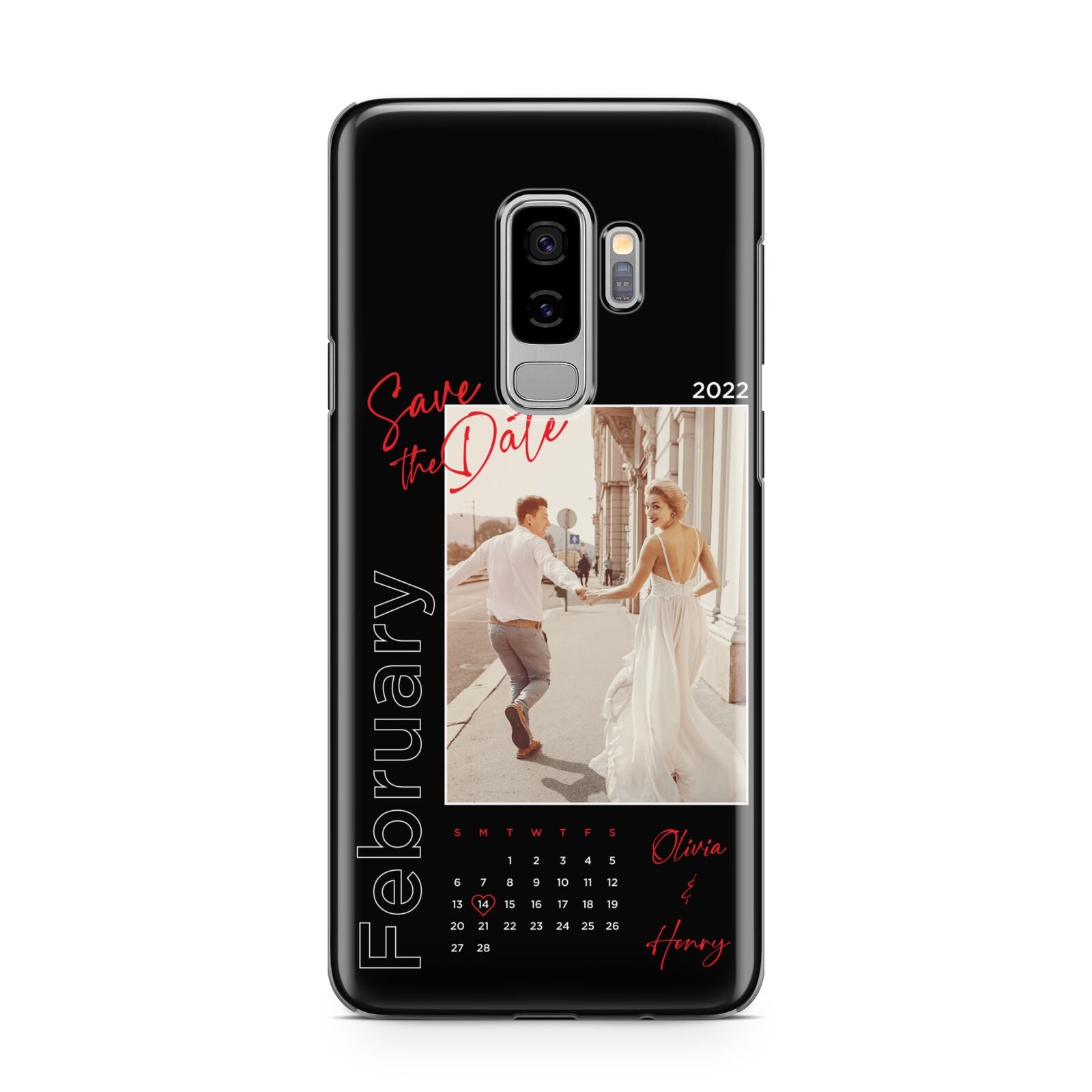 Wedding Date Personalised Photo Samsung Galaxy S9 Plus Case on Silver phone