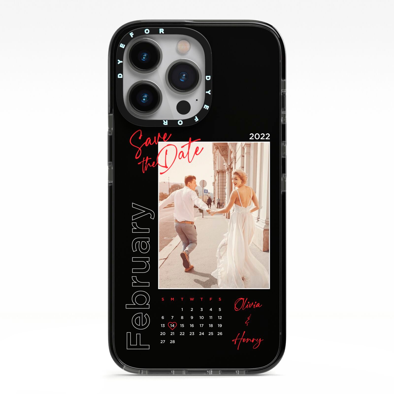 Wedding Date Personalised Photo iPhone 13 Pro Black Impact Case on Silver phone