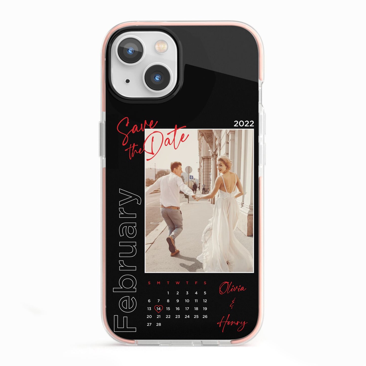 Wedding Date Personalised Photo iPhone 13 TPU Impact Case with Pink Edges