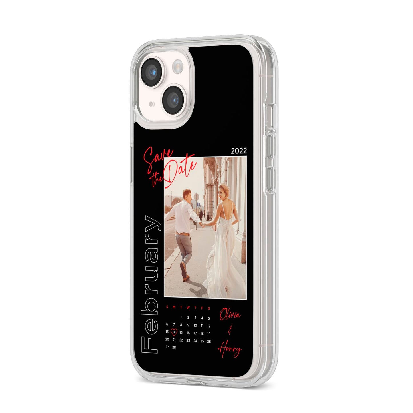Wedding Date Personalised Photo iPhone 14 Clear Tough Case Starlight Angled Image