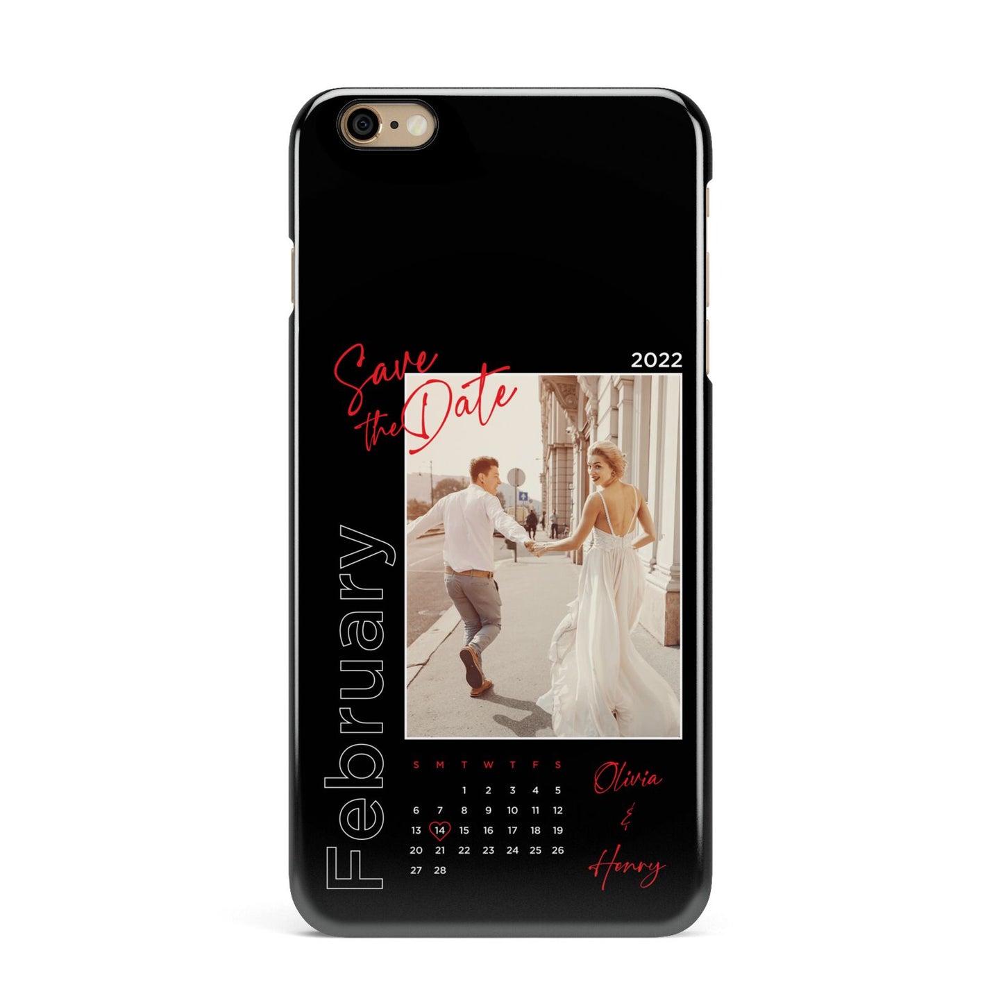 Wedding Date Personalised Photo iPhone 6 Plus 3D Snap Case on Gold Phone