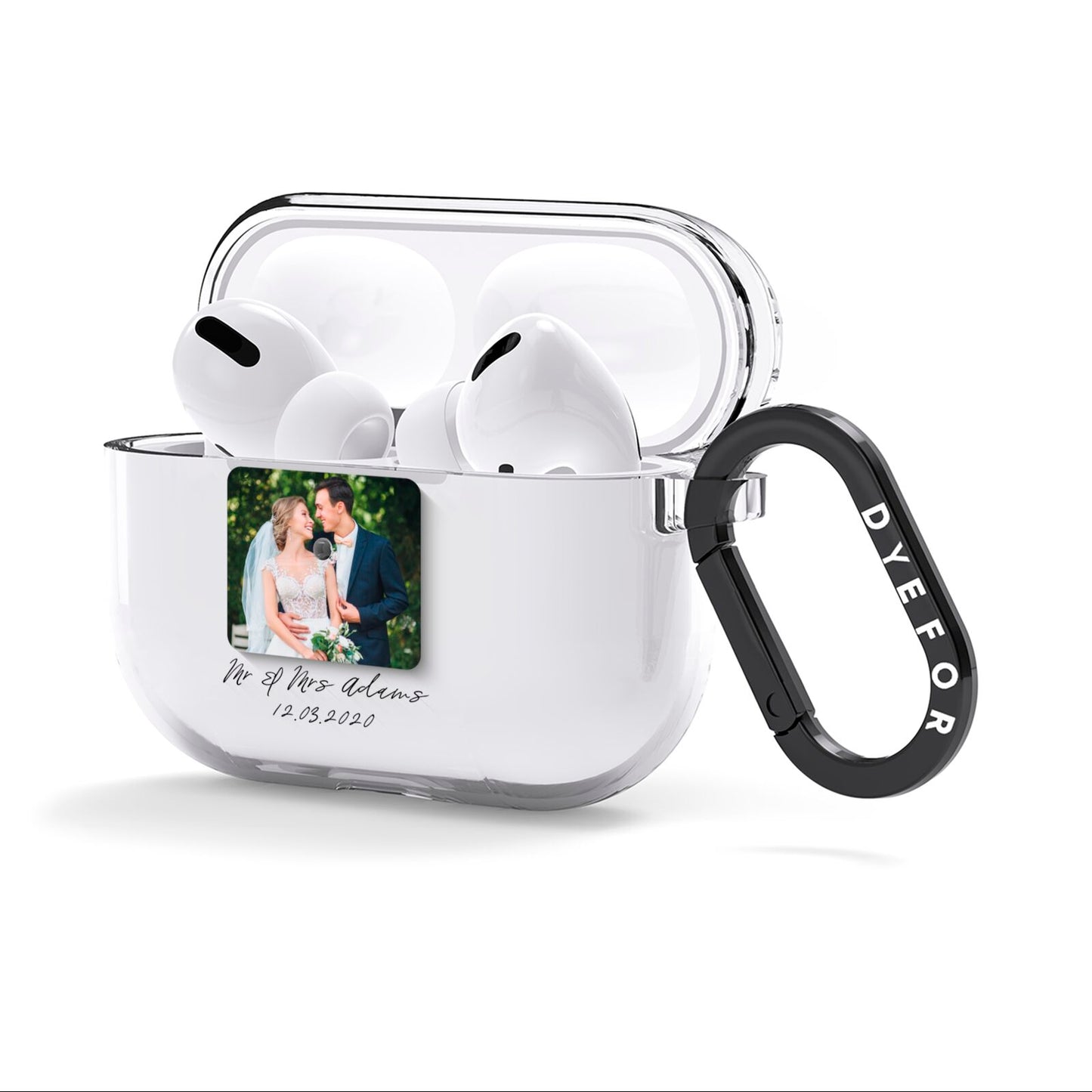 Wedding Photo Upload Keepsake with Text AirPods Clear Case 3rd Gen Side Image