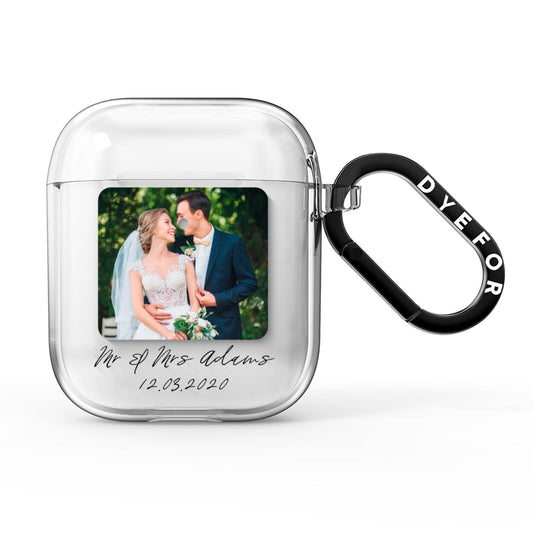 Wedding Photo Upload Keepsake with Text AirPods Clear Case