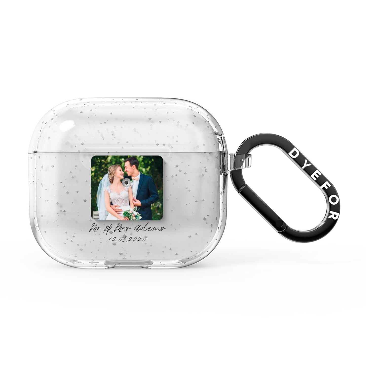 Wedding Photo Upload Keepsake with Text AirPods Glitter Case 3rd Gen