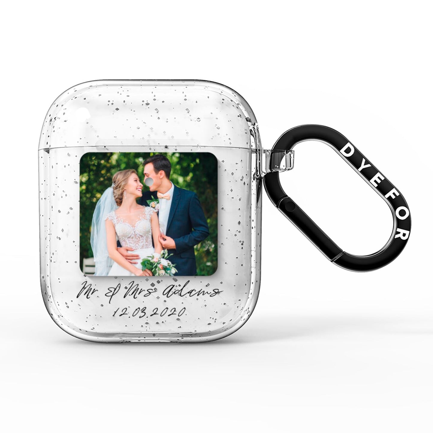 Wedding Photo Upload Keepsake with Text AirPods Glitter Case