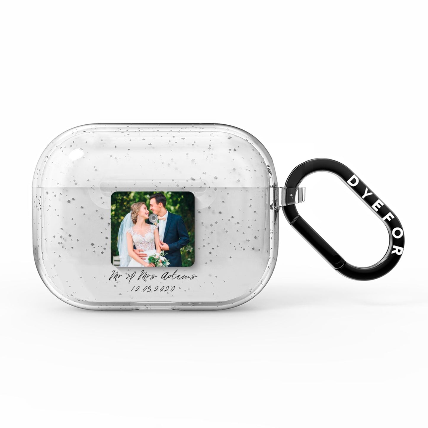 Wedding Photo Upload Keepsake with Text AirPods Pro Glitter Case
