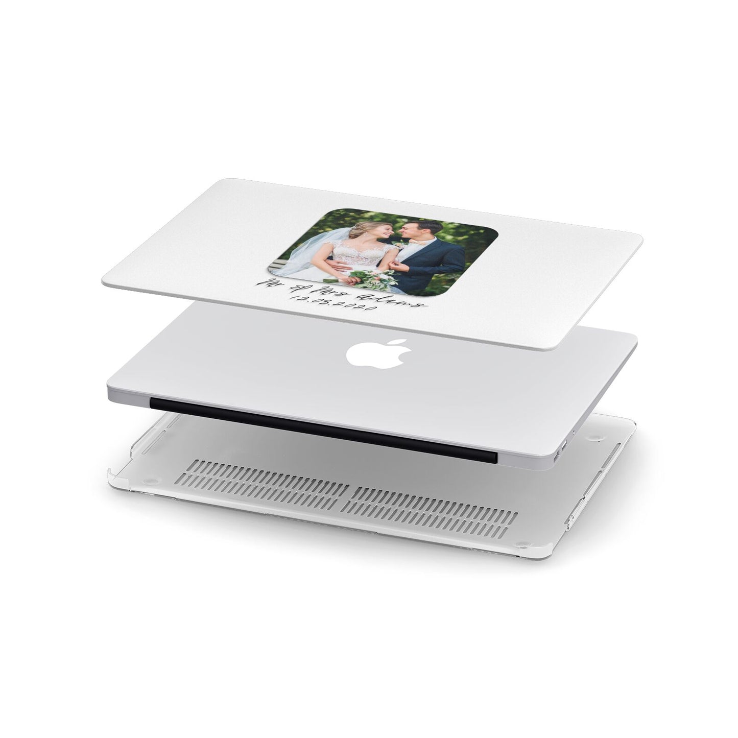 Wedding Photo Upload Keepsake with Text Apple MacBook Case in Detail