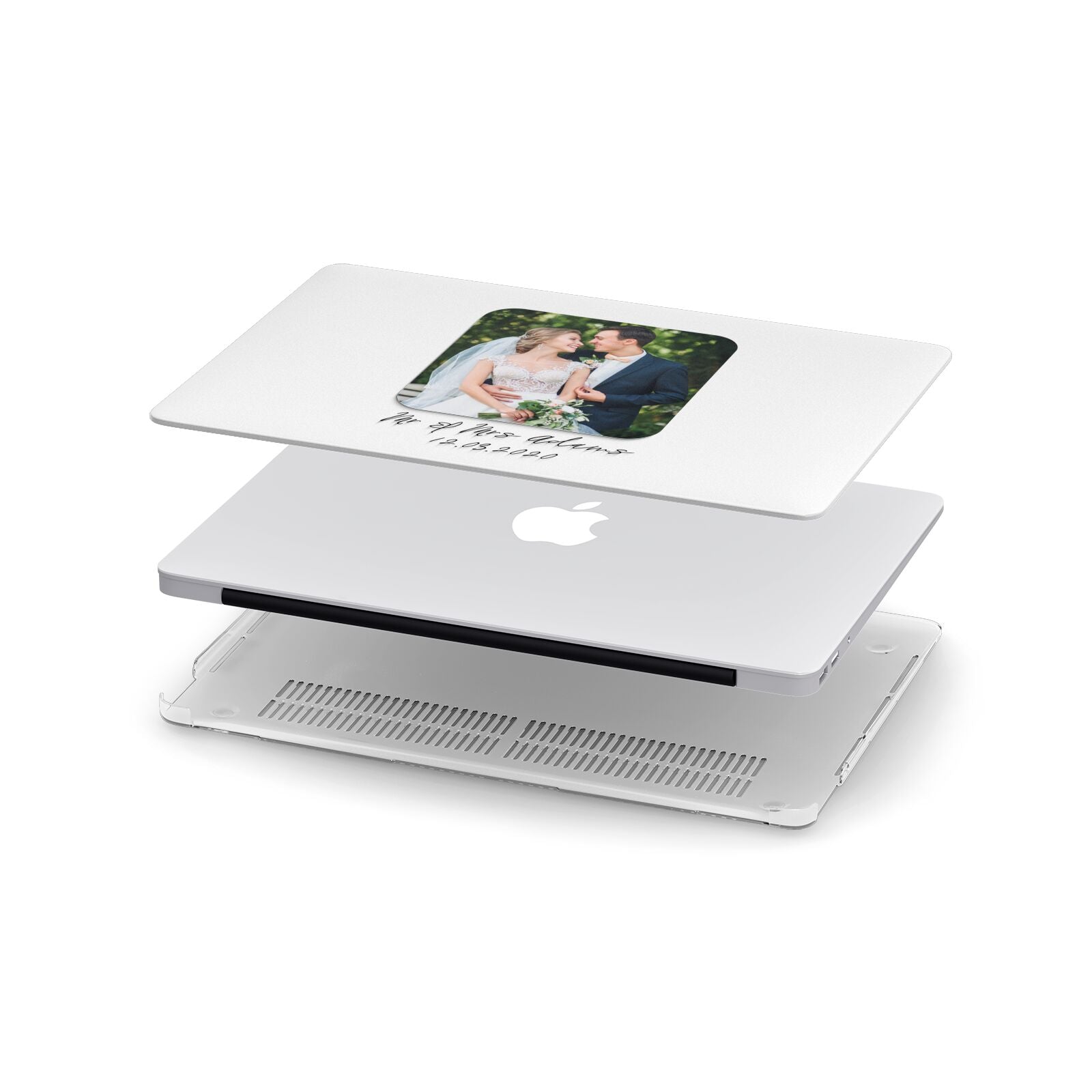 Wedding Photo Upload Keepsake with Text Apple MacBook Case in Detail