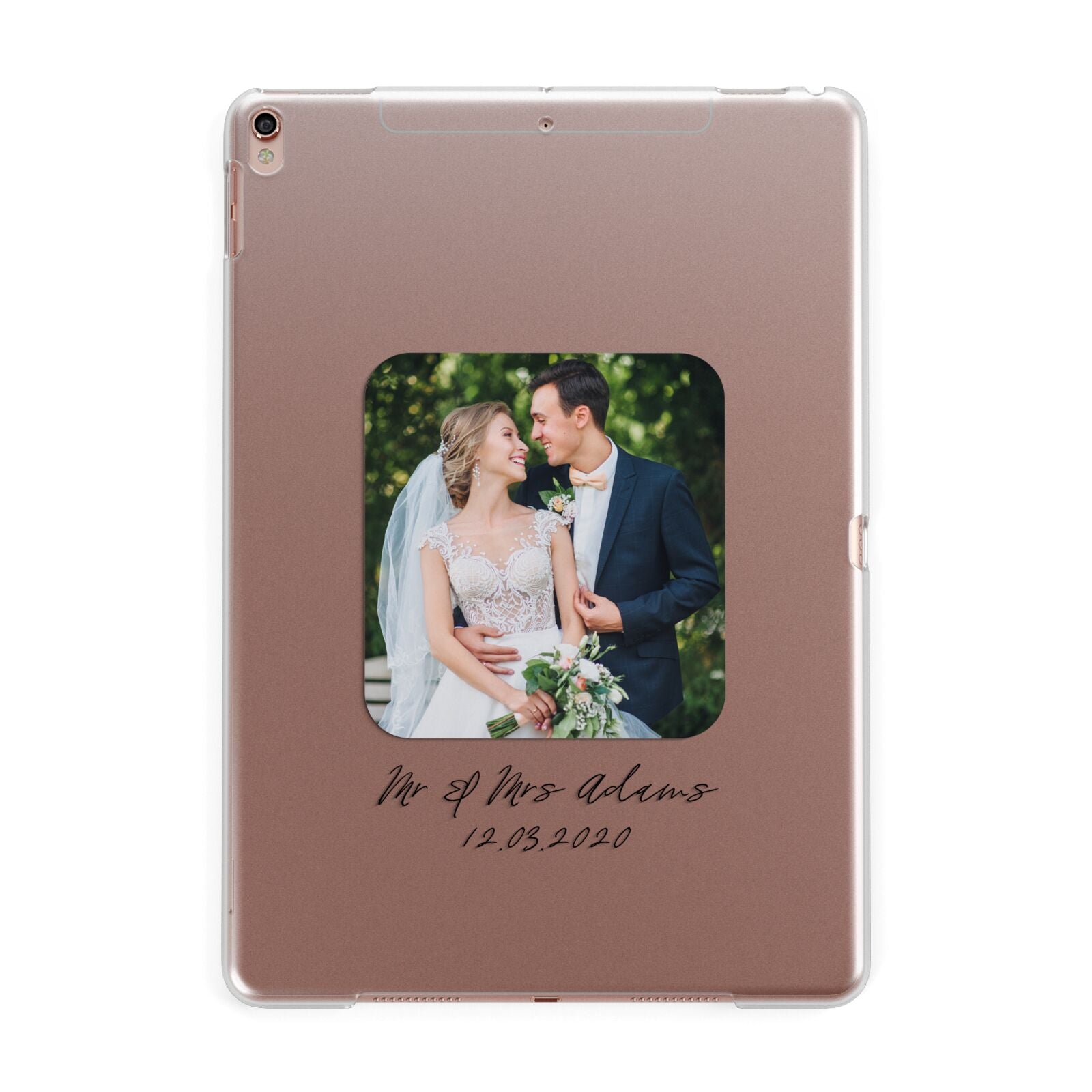 Wedding Photo Upload Keepsake with Text Apple iPad Rose Gold Case