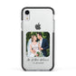 Wedding Photo Upload Keepsake with Text Apple iPhone XR Impact Case Black Edge on Silver Phone