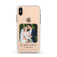 Wedding Photo Upload Keepsake with Text Apple iPhone Xs Impact Case White Edge on Gold Phone