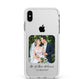 Wedding Photo Upload Keepsake with Text Apple iPhone Xs Max Impact Case White Edge on Silver Phone