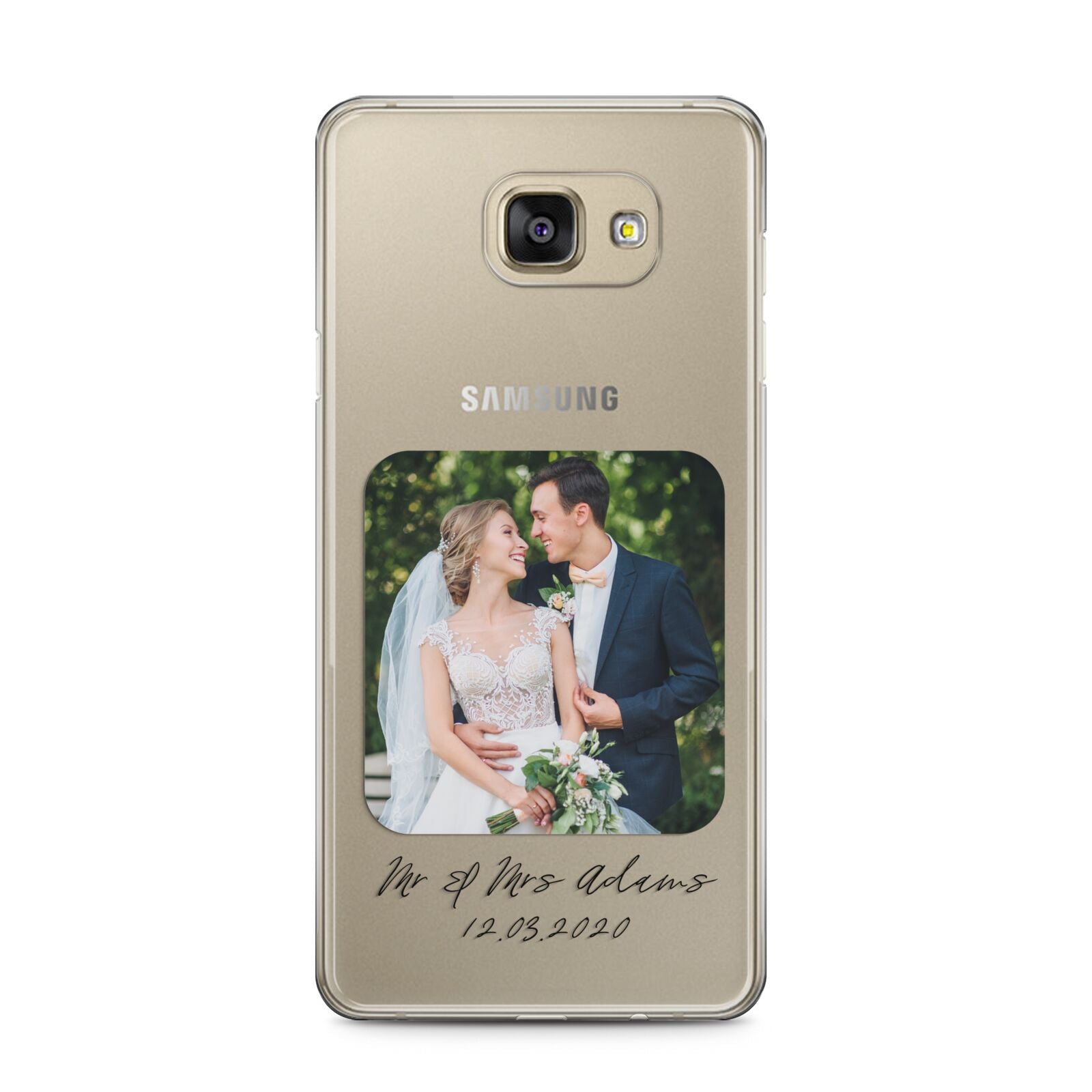 Wedding Photo Upload Keepsake with Text Samsung Galaxy A5 2016 Case on gold phone