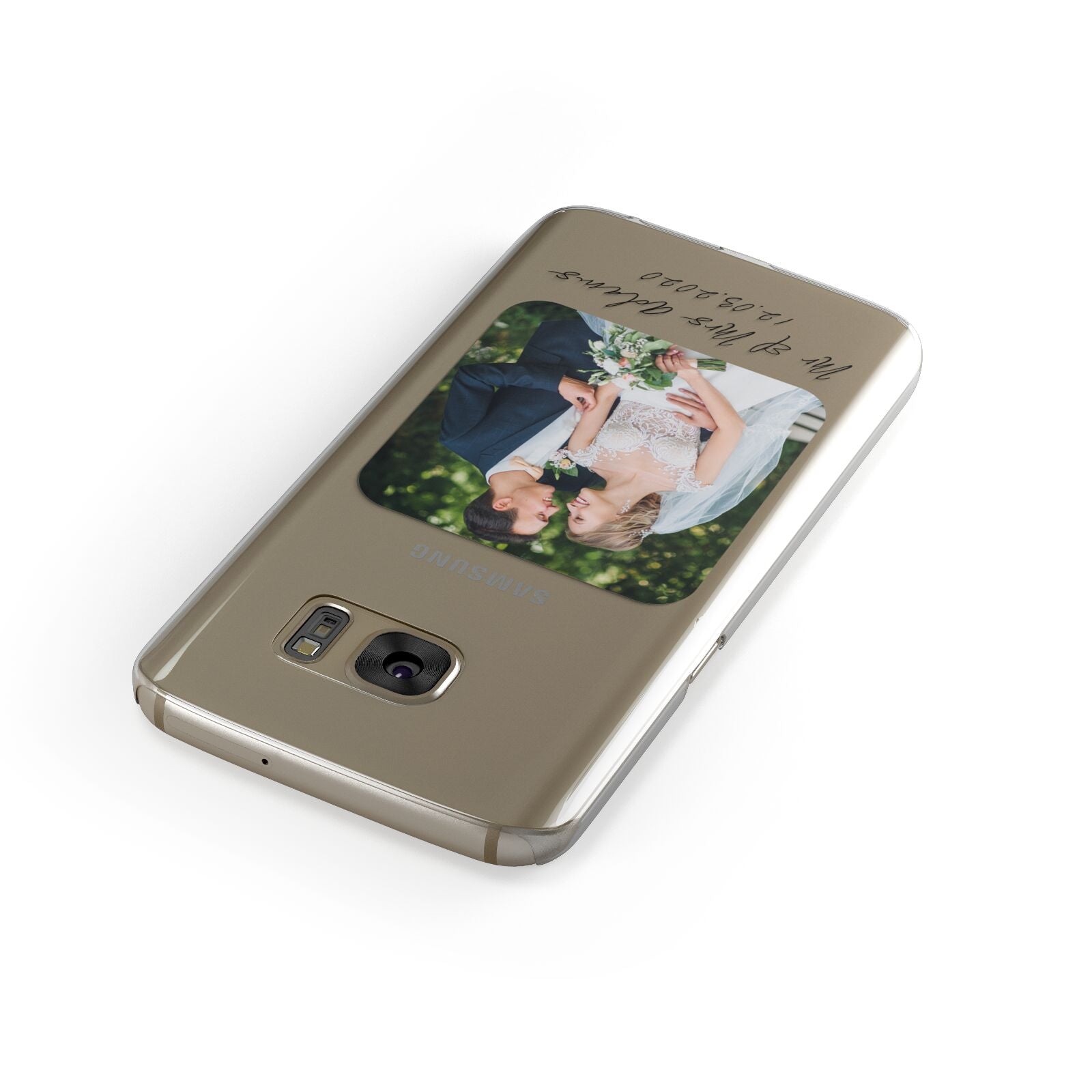 Wedding Photo Upload Keepsake with Text Samsung Galaxy Case Front Close Up