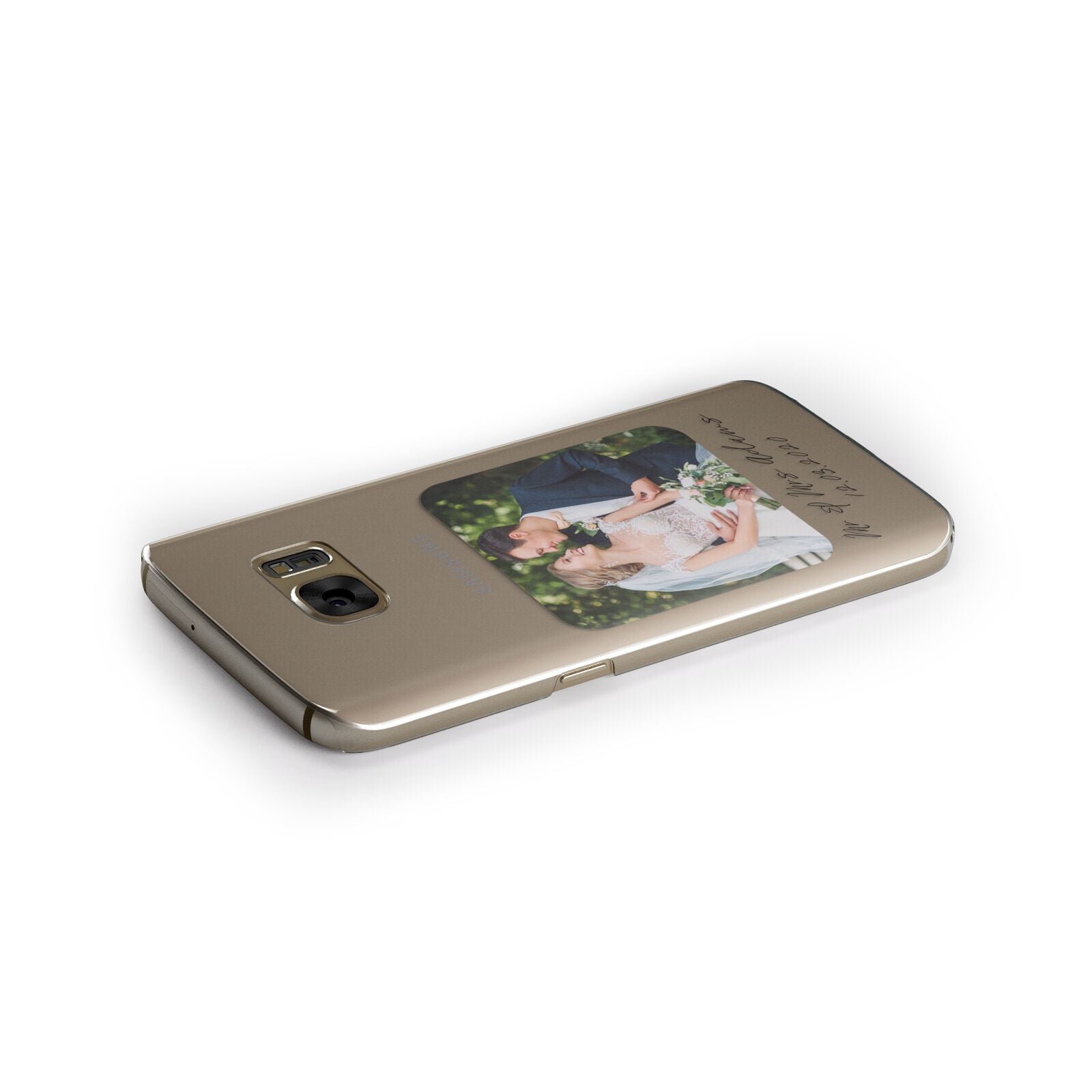 Wedding Photo Upload Keepsake with Text Samsung Galaxy Case Side Close Up