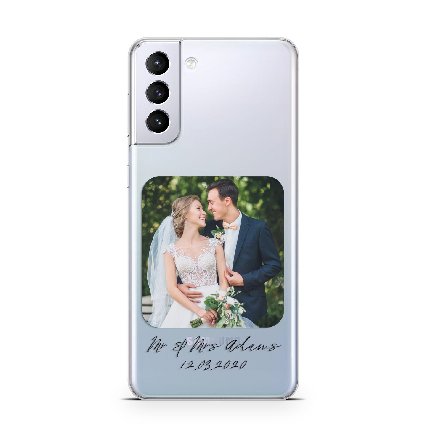 Wedding Photo Upload Keepsake with Text Samsung S21 Plus Phone Case