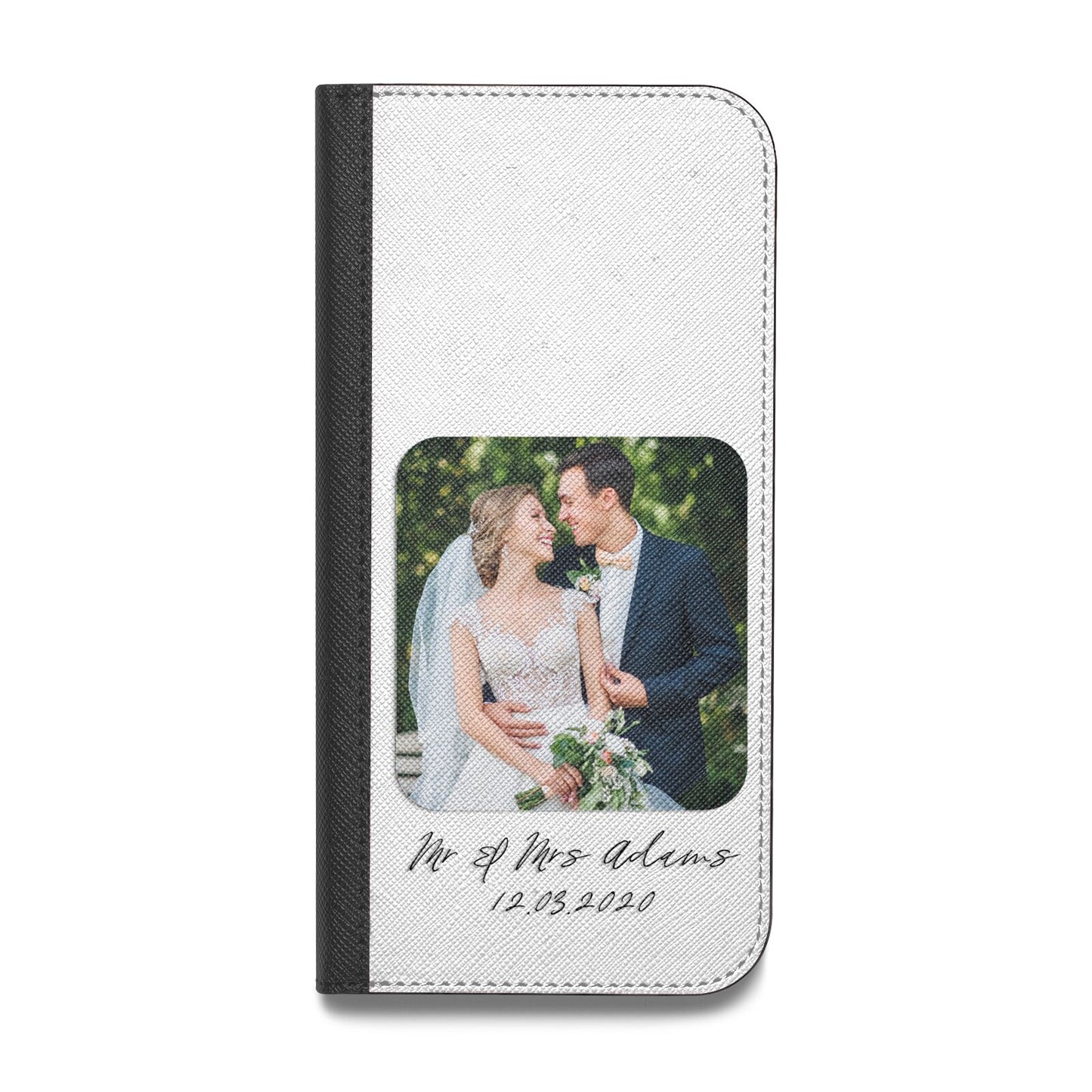 Wedding Photo Upload Keepsake with Text Vegan Leather Flip Samsung Case