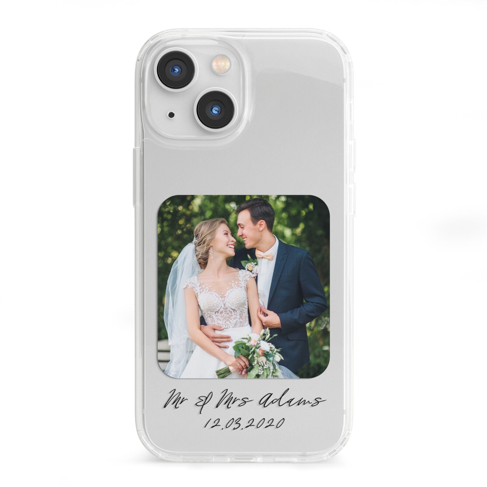 Wedding Photo Upload Keepsake with Text iPhone 13 Mini Clear Bumper Case