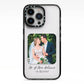 Wedding Photo Upload Keepsake with Text iPhone 13 Pro Black Impact Case on Silver phone