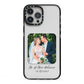 Wedding Photo Upload Keepsake with Text iPhone 13 Pro Max Black Impact Case on Silver phone