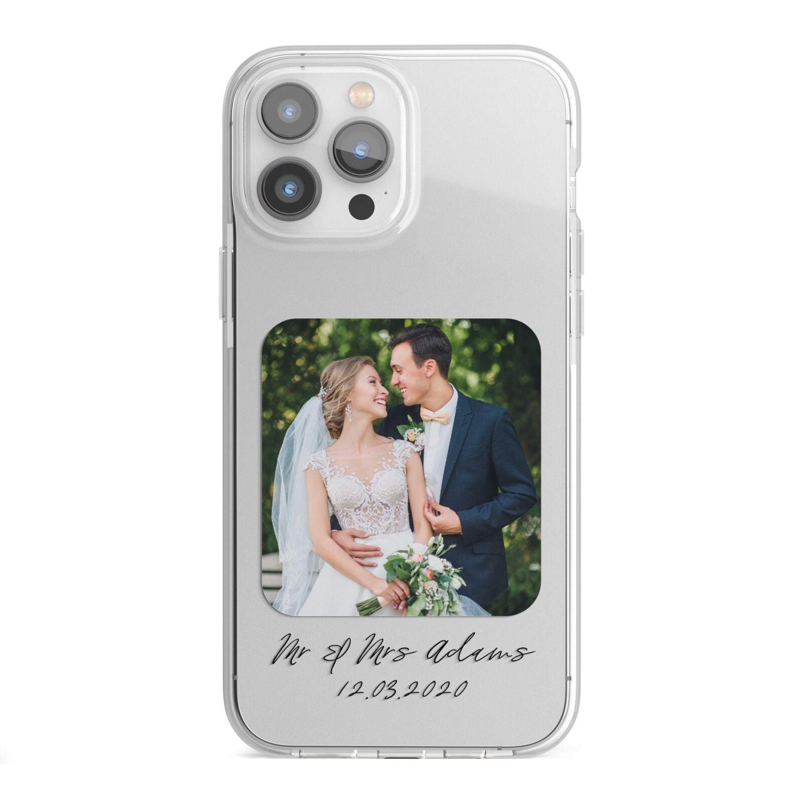 Wedding Photo Upload Keepsake with Text iPhone 13 Pro Max TPU Impact Case with White Edges
