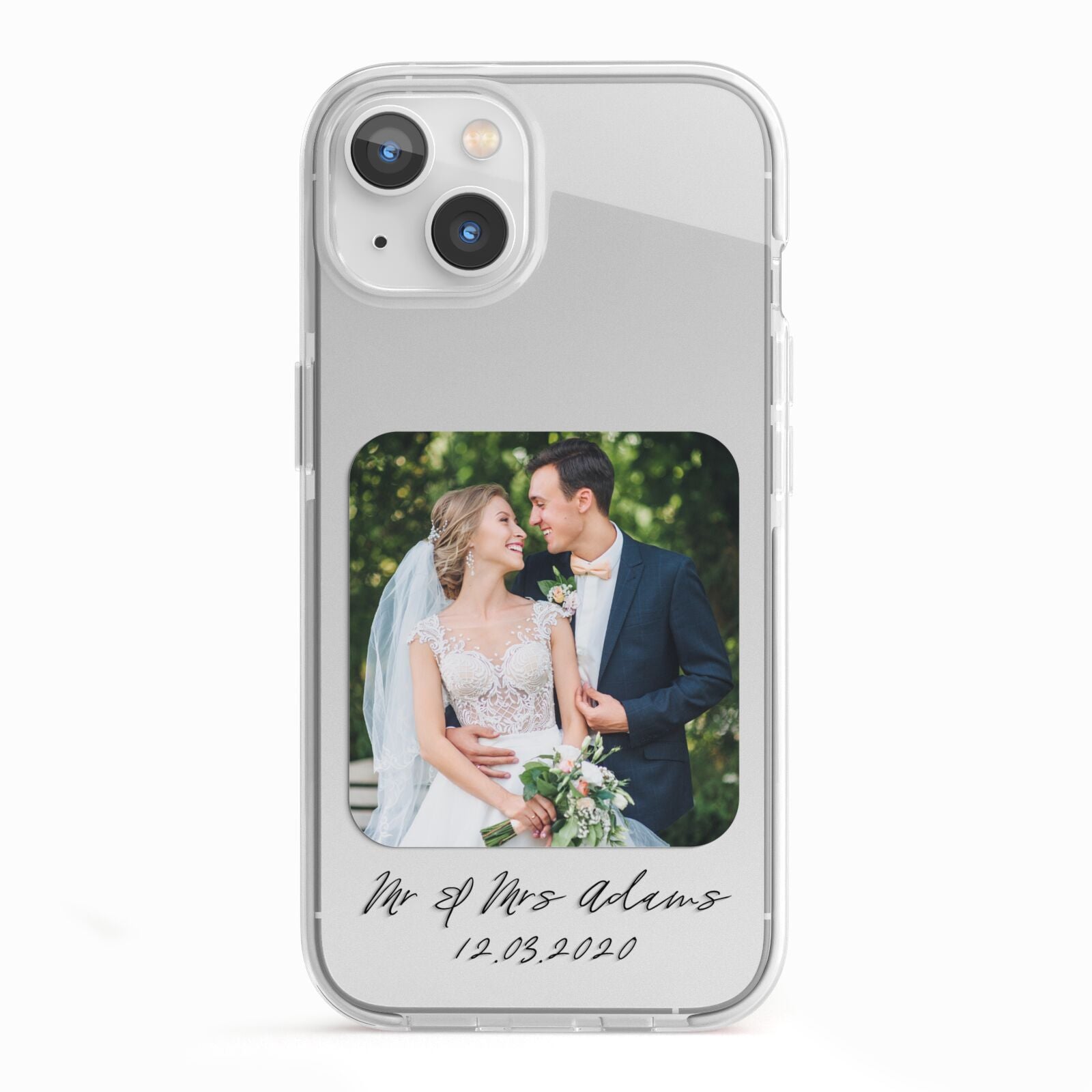 Wedding Photo Upload Keepsake with Text iPhone 13 TPU Impact Case with White Edges