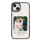 Wedding Photo Upload Keepsake with Text iPhone 14 Black Impact Case on Silver phone
