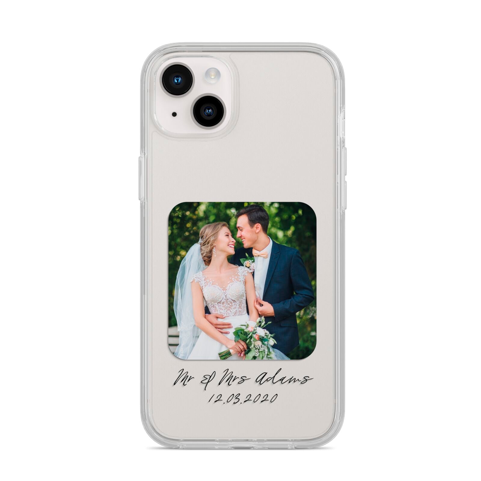 Wedding Photo Upload Keepsake with Text iPhone 14 Plus Clear Tough Case Starlight