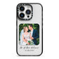 Wedding Photo Upload Keepsake with Text iPhone 14 Pro Black Impact Case on Silver phone