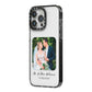 Wedding Photo Upload Keepsake with Text iPhone 14 Pro Max Black Impact Case Side Angle on Silver phone