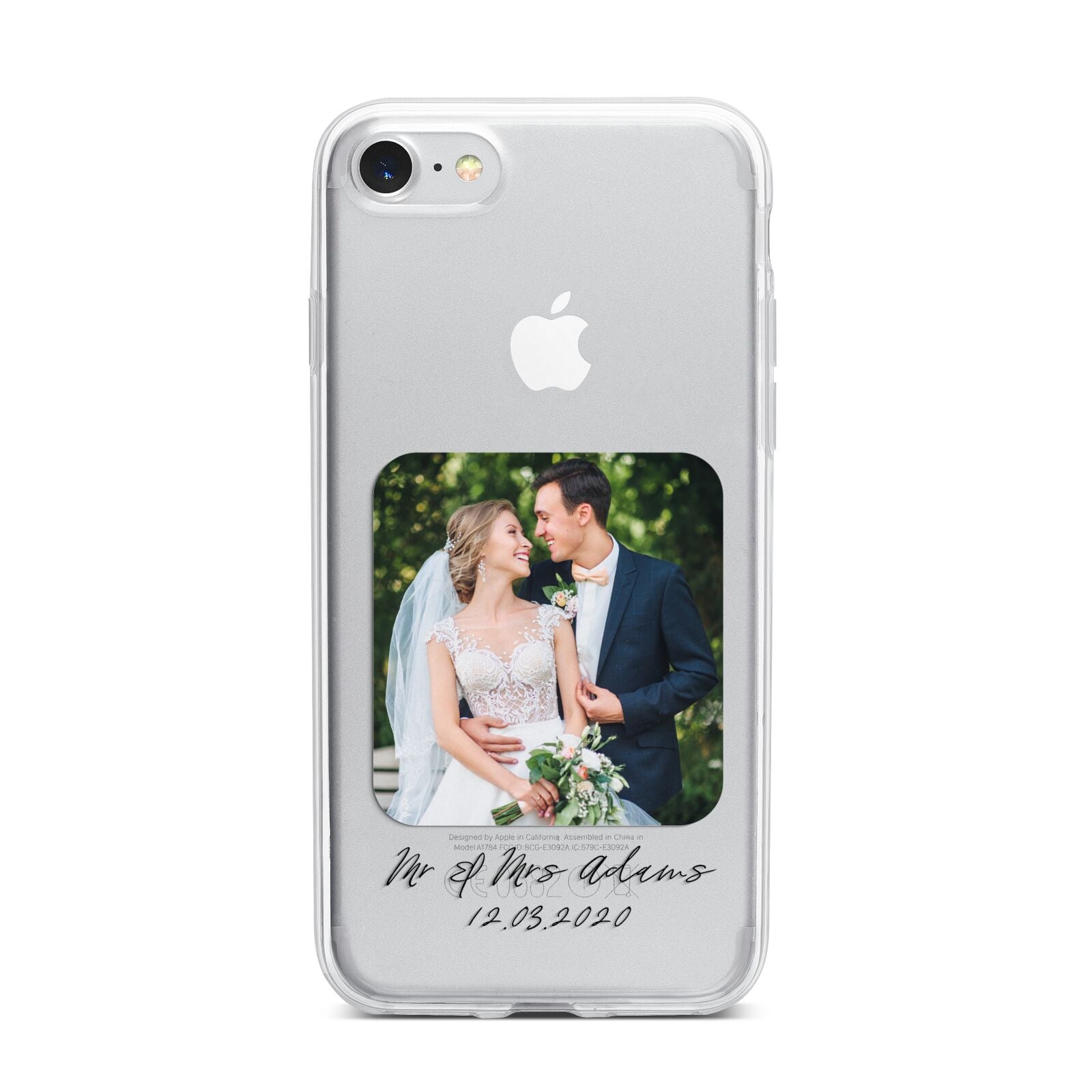 Wedding Photo Upload Keepsake with Text iPhone 7 Bumper Case on Silver iPhone
