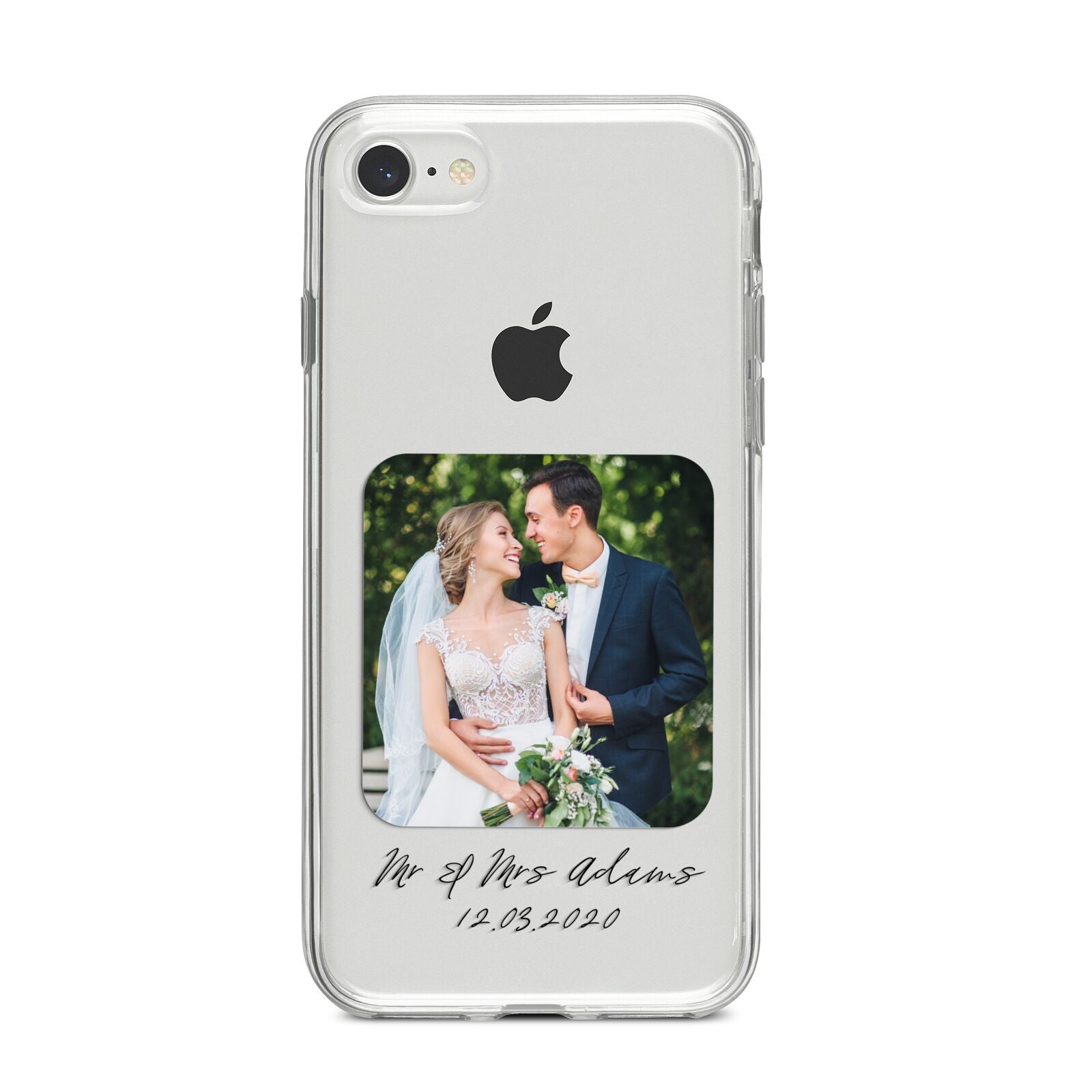 Wedding Photo Upload Keepsake with Text iPhone 8 Bumper Case on Silver iPhone