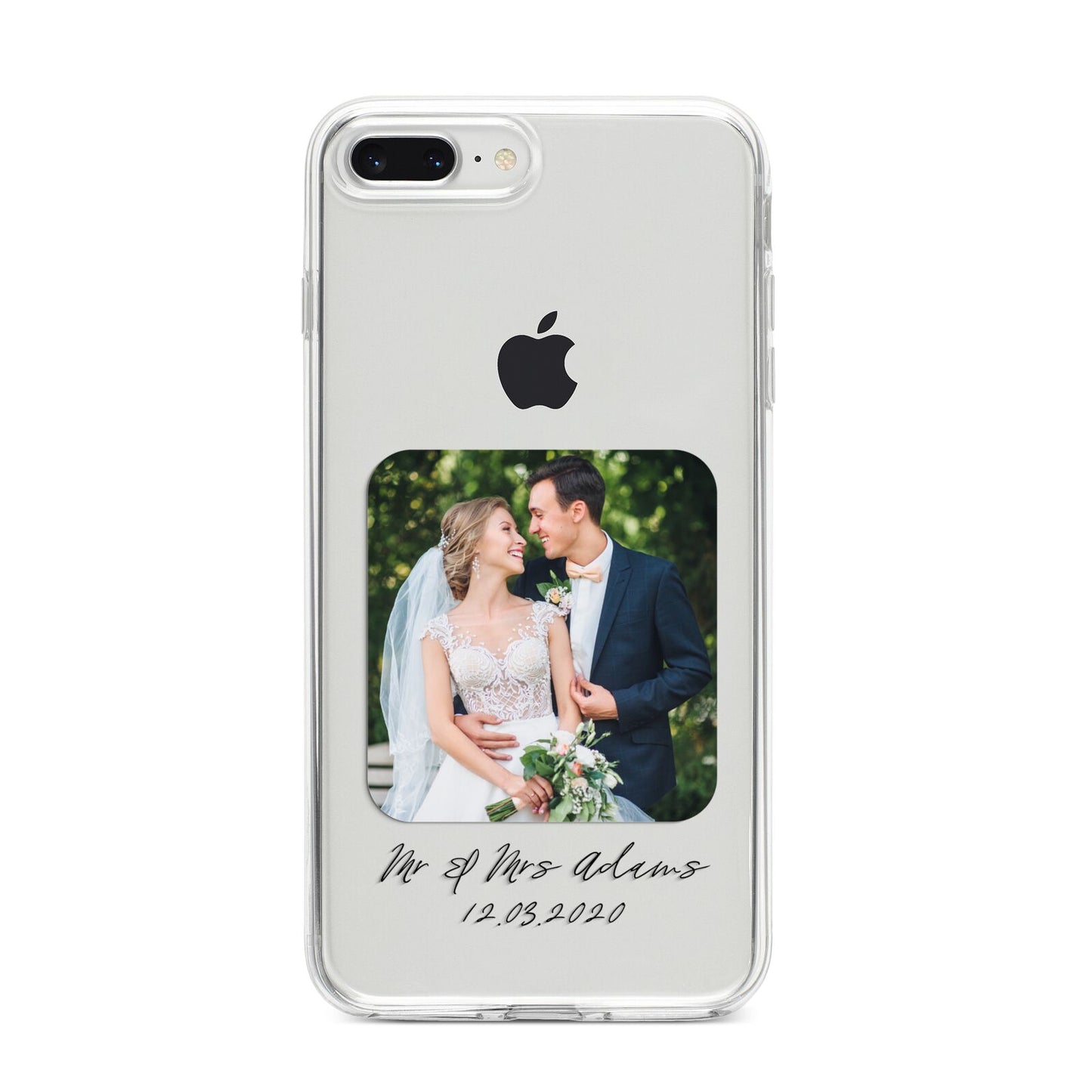 Wedding Photo Upload Keepsake with Text iPhone 8 Plus Bumper Case on Silver iPhone