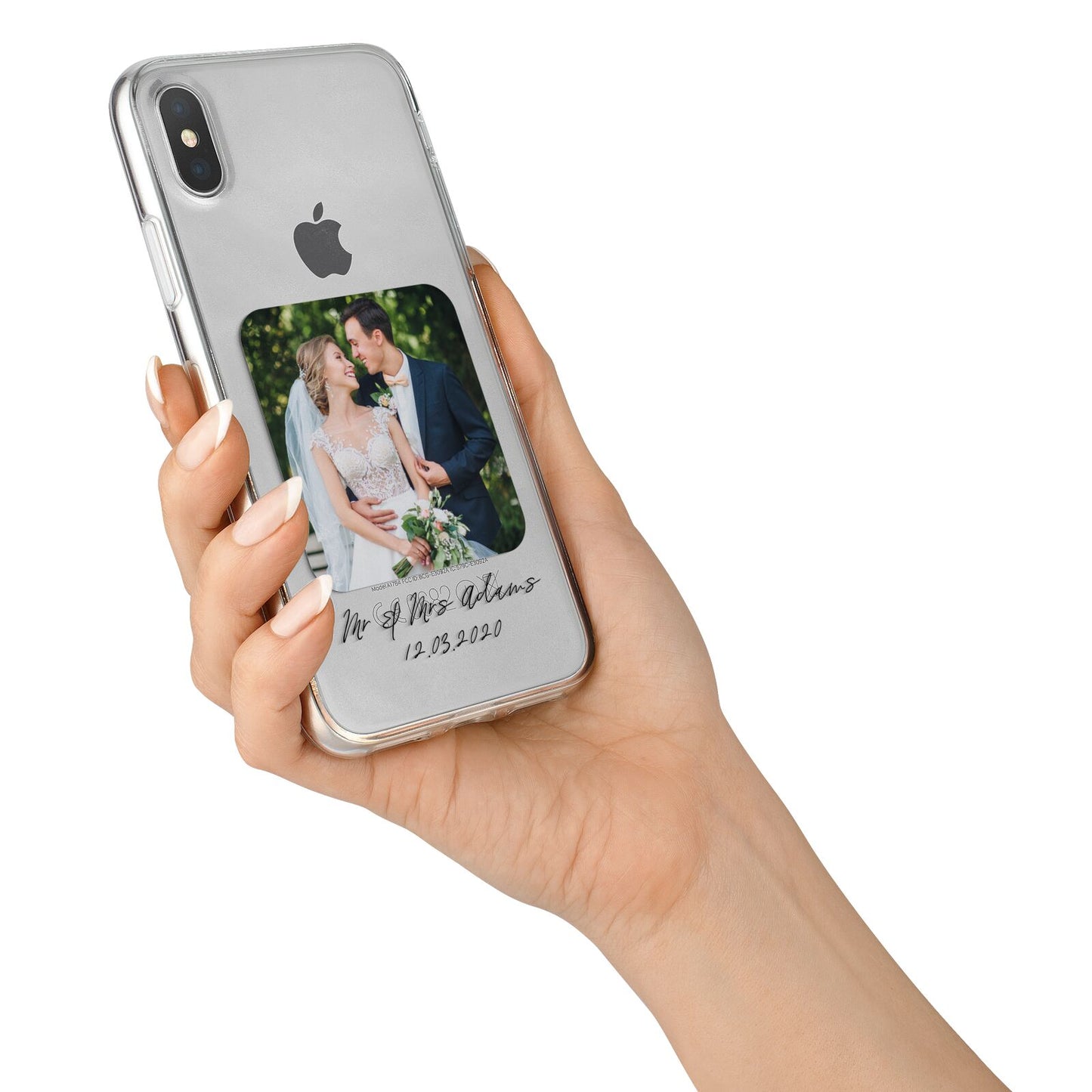 Wedding Photo Upload Keepsake with Text iPhone X Bumper Case on Silver iPhone Alternative Image 2